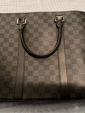 Louis Vuitton Black and Dark Gray Checkered Briefcase Tote